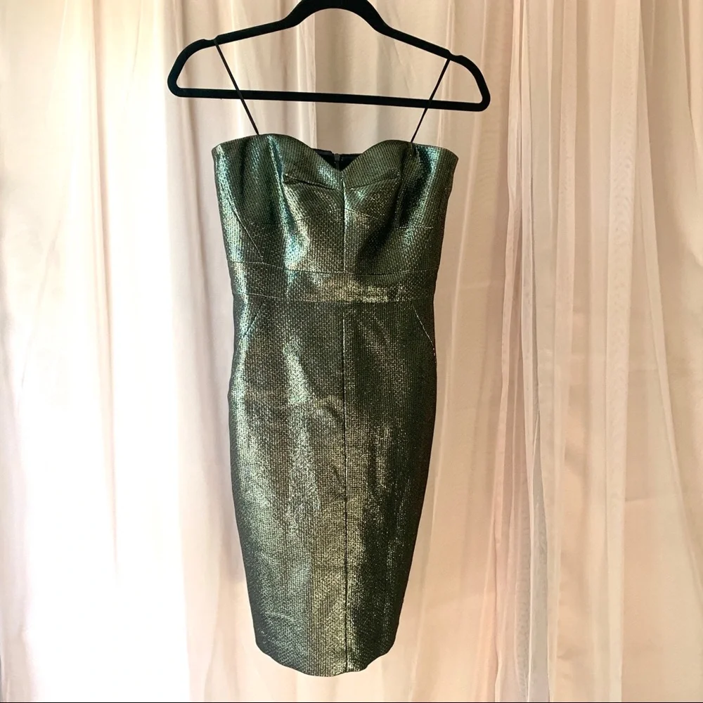 SOLD Trina Turk Volare Metallic Strapless Cocktail Dress w/ Sweetheart Neckline - Picture 4 of 16